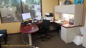 lot 403 image: U-Shape Office Desk with Bookcase