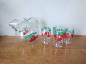 Vintage Pitcher & Four Glasses