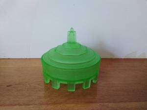 Vintage Green-Glass Powder Dish