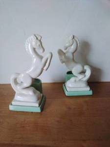 Pair of Vintage Ceramic Horse Planters