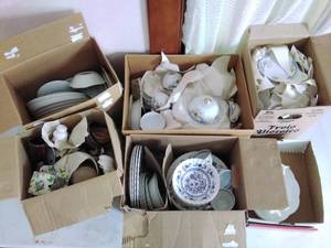 Six Boxes of Miscellaneous China