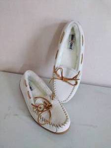 White Minnetonka Moccasins (Size 10)