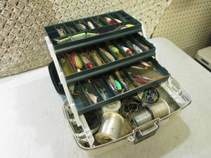 lot 32 image: Plano Tackle Box Full of Assorted F...