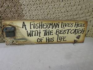 lot 69 image: Wood Fisherman Sign 24 x 8  G-1...