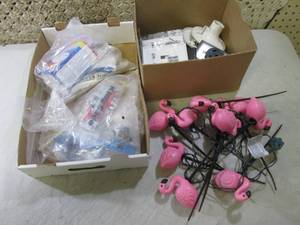 lot 74 image: Flamingo Yard Stake String Lights a...
