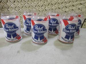 lot 76 image: Set of 6 Pabst Blue Ribbon Glasses ...