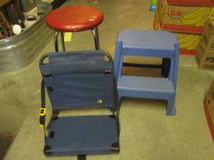 lot 79 image: Vintage Stool, Step Stool and Foldi...