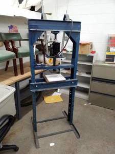 lot 2006 image: Harnessed Hydraulics 12-Ton Hydraulic Press Table with Omega 12-Ton Pneumatic and Manual Operated Hydraulic Hand Jack 18122