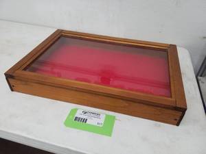 lot 517 image: Wood Jewelry Case with Glass Flip Top