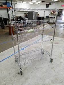 lot 533 image: Rolling Metal Shelving Unit 2-Angled Shelf 2-Flat Shelf