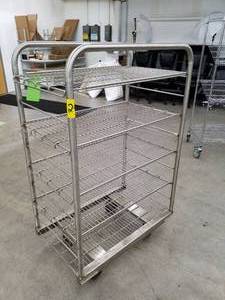 lot 532 image: Rolling Metal Utility Cart 5-Adjustable Metal Grate Shelves