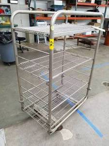 lot 531 image: Rolling Metal Utility Cart 4-Adjustable Metal Grate Shelves