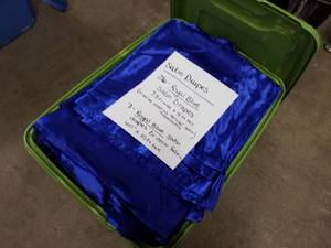 lot 1011 image: Lot of (33) Royal Blue Satin Drapes