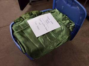 lot 1012 image: Dark Willow Green Satin Dcor Fabric, Lime Green Satin Dcor Fabric