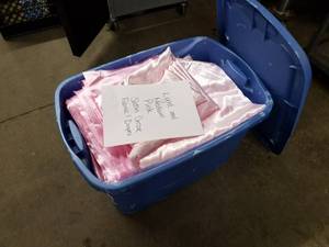 lot 1019 image: Light and Medium Pink Satin Dcor Fabric and Drapes