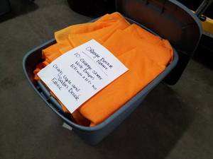 lot 1022 image: Orange Sheer Voile Drapes, Orange Voile and Satin Dcor Fabric