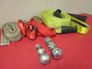 lot 309 image: TRAILER HITCH BALLS, TOW STRAPS, RATCHET STRAPS