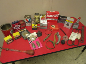 lot 311 image: VINTAGE AUTO PARTS AND TOOLS, INCLUDING IGNITION TUNE-UP KIT, 180 DEGREE AUTO THERMOSTAT, MORE