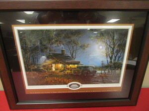 lot 345 image: HALLOWED MOON-FROST ON THE PUMPKINS BY MORNING BY ARTIST TERRY REDLIN, FRAMED