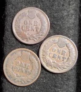 lot 19 image: 3 INDIAN HEAD CENTS 1896 1898 1899