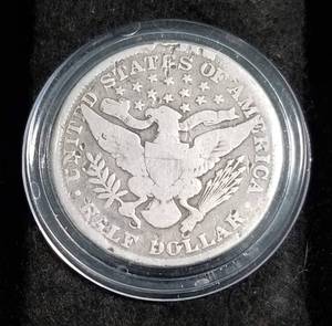 lot 25 image: 1893 BARBER SILVER HALF DOLLAR IN AIRTITE