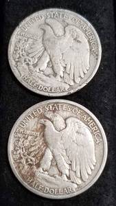 lot 35 image: 2 WALKING LIBERTY HALF DOLLARS 1929-S 1936