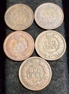lot 36 image: 5 INDIAN HEAD CENTS 1900 1901 1902 1903 1904