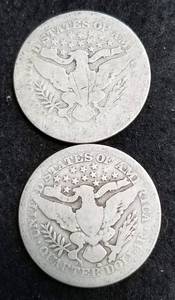 lot 52 image: 2 BARBER QUARTERS 1903 1916-D