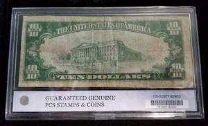 lot 09-A image: 1929 $10 FEDERAL RESERVE BANK OF CHICAGO NATIONAL CURRENCY