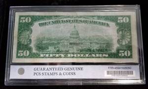 lot 01-A image: 1929 $50 FEDERAL RESERVE BANK OF NEW YORK NATIONAL BANK NOTE