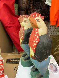 2 Wooden Painted Chickens