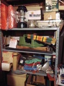 Lot of CampingOutdoor Supplies and Shelf