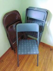 Six Folding Chairs and Folding Table