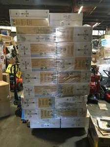 Pallet whit 34 Essex 3-Light Aged Black Chandelier with Tea Stained Glass Shades by Hampton Bay not used retail are $ 2200