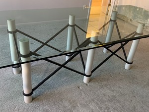 lot 1 image: Large Beautiful Glass Top Dining Room Table