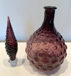lot 116 image: Pair of Decorative Purple DecantersJars with Lids