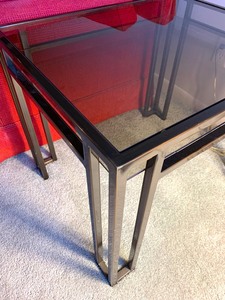 lot 26 image: Glass Top Side Table with Gold Metal Frame