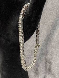 White 14k Gold Ladies Diamond Line Bracelet