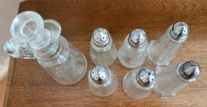 lot 67 image: Lot of SaltPepper Shakers and Dressing Carafe