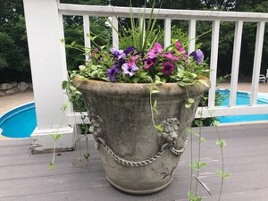 lot 98 image: Pair Of Large Cement Flower Planters