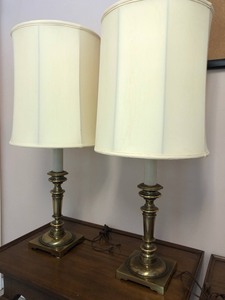 lot 84 image: Pair Of Brass Table Lamps