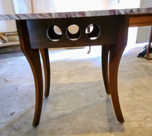 lot 93 image: Marble Topped Wood Side Table