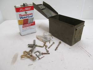 lot 192 image: thompson water seal, ammo can ,hardware
