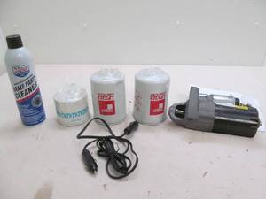 lot 114 image: fuel filters, oil filters, reman starter, parts cleaner