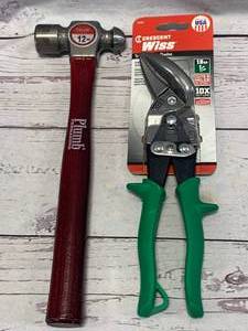 lot 31 image: New 12oz Plumb Hammer & Crescent Wiss Aviation Snips