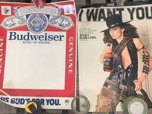 lot 63 image: Vtg. 1980s Beam & Budweiser Posters 4 Total
