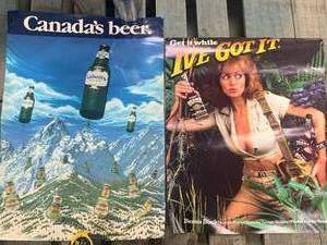 lot 64 image: Vtg. Labatts & Beam Posters