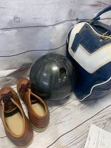 lot 89 image: Bowling Ball, Bag, Shoes, (possibly size 9 12)