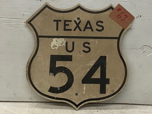 Vintage Texas U.S. Highway 54 Road Sign