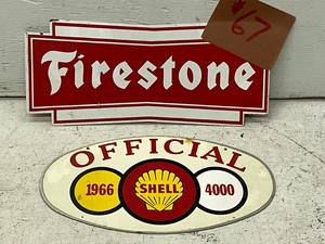 Firestone Tin Sign & Shell Gas Tin Sign